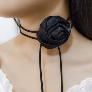 긴 DIY 꽃 벨벳 초커 넥 체인 여성을위한 수제 장미 목걸이 연회 꽃 칼라 넥밴드 쥬얼리 - Product Image 5