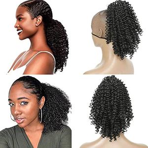 10 Inch Afro Kinky Ngắn Phần Mở Rộng Tóc Xoăn Mềm Bun <span class=keywords><strong>Clip</strong></span>-Trong Tổng Hợp Tóc Đuôi Ngựa <span class=keywords><strong>Clip</strong></span> Trong Sợi Tóc Cho Người Phụ Nữ Da Đen - Product Image 5