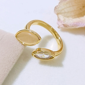 Anello Aperto a Forma di Rombo con Dettagli Scintillanti, Design Creativo, Accessori di Moda per Donne - Product Image 4