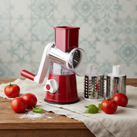 Râpe à Fromage Rotative en Gros 3 en 1, Tambour Déchiqueteur Boîte à Culbuter Ronde, Coupe-Fruits et Légumes Multifonctionnel Avec Poignée