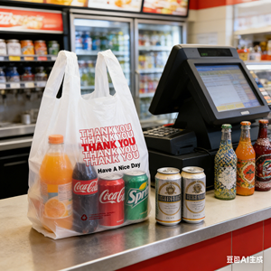 Sacs de courses en PEHD imperméables – Sacs promotionnels robustes et résistants aux déchirures, personnalisables avec impression sérigraphique, poignée longue - Product Image 1