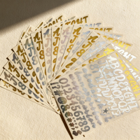 Lettres anglaises personnalisées privées, 3D, estampées à l'or, manuscrites, durables, imperméables, autocollants adhésifs personnalisés en PVC