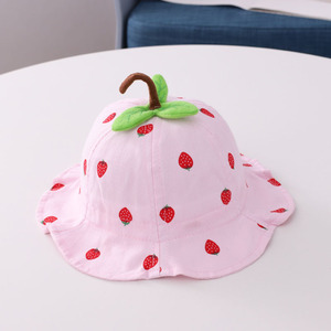 2021 nuovo stile cappelli per bambini a righe graziosi bacinella a foglia di fragola e Design alla moda da <span class=keywords><strong>pescatore</strong></span> coreano per l'inverno - Product Image 6