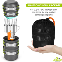Ensemble de 16 ustensiles de cuisine portables pour pique-nique et survie en plein air, idéal pour le camping, en acier 304 et aluminium
