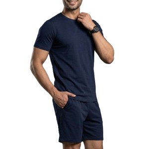 Ventes en gros de shorts et de t-shirts à manches courtes pour hommes, ensembles décontractés d'été avec motif uni, respirants et légers, ensembles 2 pièces - Product Image 4