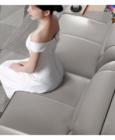 Juego de Sofás Chesterfield de Cuero Genuino para Sala de Estar Moderna, Diseño de 3 Plazas, Sofá Chesterfield de Cuero Blanco con Botones