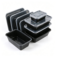Contenants alimentaires en plastique carrés légers et économiques de 1750 ml avec couvercles pour la vente en gros, idéaux pour les boîtes à emporter des restaurants