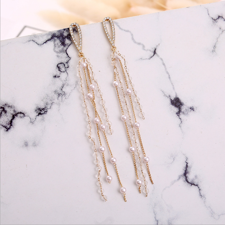 De diamantes de perlas borla pendiente joyería de Mujer Accesorios, Boucles d'oreilles conjunto de aretes