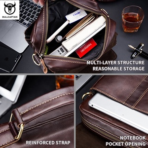 Borsa a tracolla da uomo Captain Niu Leather Goods Brand, in vera pelle <span class=keywords><strong>di</strong></span> vacchetta primo strato, grande capacità, borsa a tracolla in vera pelle - Product Image 4