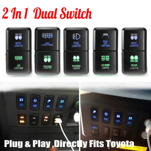 Sakelar bilah lampu LED ganda 12V dan sakelar Ditch untuk tombol Toyta sakelar tombol tekan ganda - Product Image 6