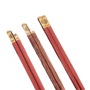 Traditional Chinese <b>Wooden</b> Chopsticks Red Round Smooth Surface Eco-Friendly Contemporary Design for Business Gifts - Product Image 1