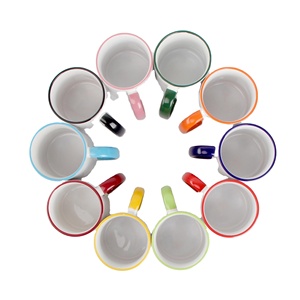 Della fabbrica del commercio all'ingrosso del cerchio colorato rivestimento bianco 11 once tazza di caffè di ceramica di sublimazione personalizzato - Product Image 2