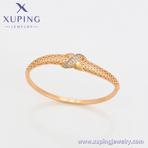A00909365 Bijoux Xuping Collier classique en <span class=keywords><strong>maille</strong></span> texturée avec diamants américains, couleur <span class=keywords><strong>or</strong></span> 18 carats, ensembles de bijoux - Product Image 3