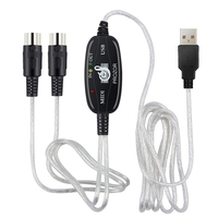 USB Type-A to 5-Pin DIN MIDI Interface Cable PVC Insulated Plug & Play 480 Mbps 2M for Keyboard Synthesis Music Studio Recording
