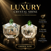 Boîte à Bijoux et Accessoires en Verre Cristal Hexagonal Écologique de Luxe Sinyore avec Couvercle pour Décoration de la Saint-Valentin