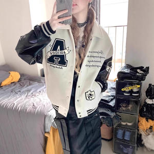 سترة بيسبول أمريكية الطراز للجنسين مضادة للبكتيريا من البوليستر/القطن مع تطريز، تصميم ربيعي جديد بطراز قديم للأزواج بياقة عالية - Product Image 4