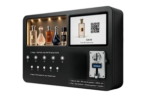 Distributeur automatique <span class=keywords><strong>de</strong></span> parfum intelligent, construction <span class=keywords><strong>en</strong></span> <span class=keywords><strong>verre</strong></span> <span class=keywords><strong>trempé</strong></span>/acrylique/métal, distributeur mural <span class=keywords><strong>en</strong></span> libre-service, 5 parfums - Product Image 1