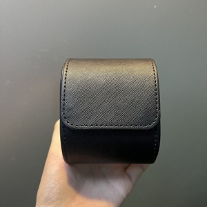 Factory Wholesale Custom Luxury <b>Black</b> Single Slot Leather Watch <b>Boxes</b> & Cases With Logo, Portable Travel Roll Watch Box For Man - Product Image 4