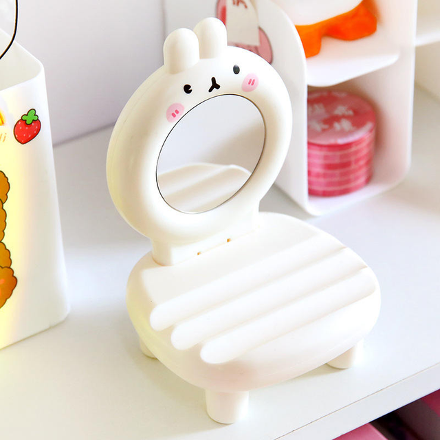Cute Cartoon Animal Universal Phone Stand Mirror Foldable Compact for Bed Desk Use Live Broadcast Home Decoration Gift for Women