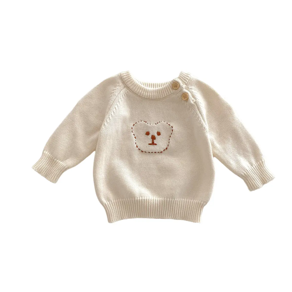 Hot Sell Kinder süße Stickerei Bären pullover Baby Style Langarm Warm Top Baby Roll kragen pullover