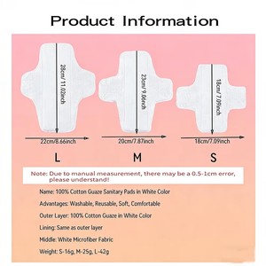 Serviette hygiénique réutilisable en coton blanc respirant et doux pour la peau, pour femmes et hommes, pour l'incontinence, de haute qualité - Product Image 2