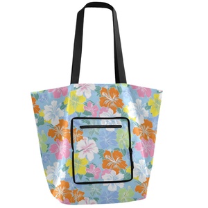 Hawaiian Custom Design Eco Friendly Women Tote Reusable <b>Bag</b> Hibiscus Flower Shoulder <b>Foldable</b> Shopping <b>Bag</b> with Logo Print - Product Image 1