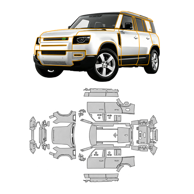 For Land Rover Defender X-X-Dynamic 110 2020-2025 7.5Mil Precut Full Car Paint Protection TPU PPF Film Clear Bra Self-healing