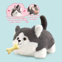 Chien en peluche AI avec fonction de détection tactile, animal de compagnie en fourrure, chien qui détecte, multifonction, queue qui remue, simulation d'alimentation, jouet en peluche Husky