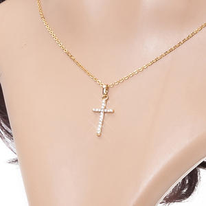 <b>Cross</b> Pendant Clavicle <b>Chain</b> For Women Gold And White Diamond Necklace Korean Style Zircon Jewelry Gift Occasion - Product Image 3