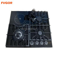 Kompor Gas Tanam Populer 4 Tungku Permukaan Stainless Steel Pengapian Elektronik Kelas Hemat Energi Baterai Penggunaan Rumah Tangga
