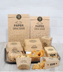 Venta al por mayor de patatas fritas, <span class=keywords><strong>pollo</strong></span> frito, paquete de comida rápida, embalaje de hamburguesa para llevar, caja de papel Kraft - Product Image 6