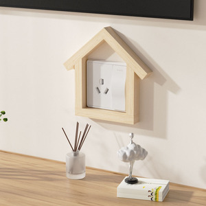 Wood <b>Light</b> Switch Cover House Shape Pine Modern Simple Wall Socket Decorative <b>Panel</b> For Home Interior - Product Image 1