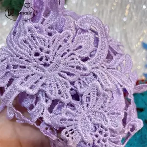 Robes de mariée brodées en dentelle hydrosoluble cousues à la main de style européen, appliques d'images, accessoires vestimentaires en dentelle faits à la main pour le bricolage - Product Image 3