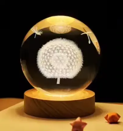 3D Art sfera di cristallo lampada di notte luminosa sfera di cristallo decorazione sistema solare luci notturne desktop decorazione per la casa