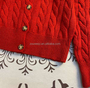 RL Logo Raff Twists maglione nuovo <span class=keywords><strong>Cardigan</strong></span> lavorato a maglia retrò Top Ral donna autunno e inverno Ph nuovo <span class=keywords><strong>Cardigan</strong></span> rosso crema piccola folla - Product Image 4