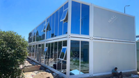 Maison conteneur modulaire détachable économique préfabriquée en kit avec mur rideau en verre, 2 étages, pour bureau, hôtel, école