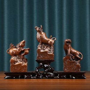 Figurines d'animaux du zodiaque en cuivre violet, nuage porte-bonheur, 12 pièces, décoration de bureau, cadeau artisanal pour la maison et le bureau - Product Image 2