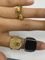 Corona cuadrada chapada en oro de 18K Unisex, anillo de cristal blanco para parejas, joyería fina de acero inoxidable para fiesta
