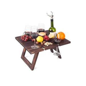 Portable Wine Table Stylish Wine Glass Drying Rack Outdoors Mini Picnic Table