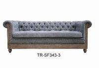 Estilo europeo de muebles de dormitorio de madera maciza canapé gris tapizado cómodo sofá de la Sala