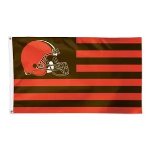 Bandiera personalizzata NFL AFC Cleveland Browns qualsiasi dimensione qualsiasi disegno 3 x5ft singolo doppio lato stampato bandiera del Club sportivo in poliestere