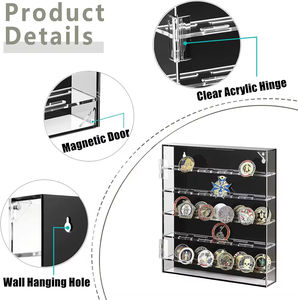 Dernier support de stockage commémoratif noir acrylique moderne pour pièces de monnaie de jeu présentoir pour badge support <span class=keywords><strong>mural</strong></span> pour salon - Product Image 3