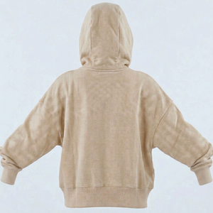 Sudadera con Capucha Beige, Oversize, Hombros Caídos, 100% Algodón Tejido, Transpirable, para Otoño, Color Sólido, Corte Regular - Product Image 1