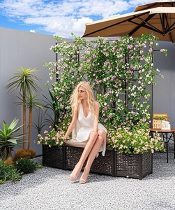 Jardinera Elevada para Plantas de Exterior con Rejilla Marrón y Tapón de Drenaje, con Macetas Grandes - Soporte Integrado para Plantas Trepadoras - Product Image 6