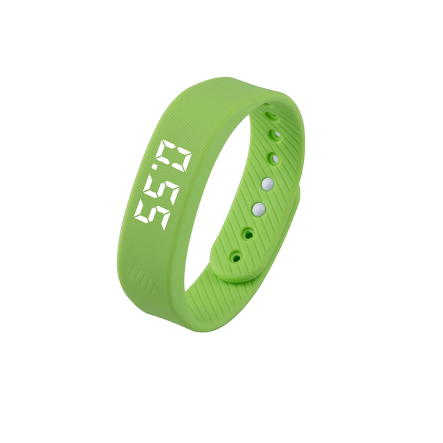 HRS Custom Silicone Digital Bracelet with Silent Vibrating Wake-Up Alarm Clock Calories Monitor USB Quick Charging for Men Women
