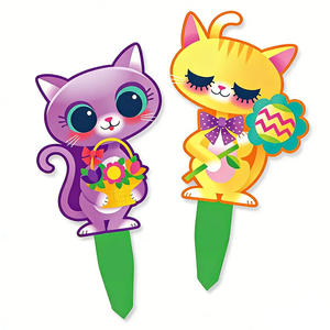 New Spring Flower Cat Metal Garden Floor <b>Sticker</b> Independent Website Easter Kitten Lawn Decoration Yard Lawn Signs Product - Product Image 5