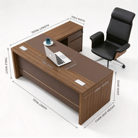 Bureau de direction en bois avec armoire latérale, poste de travail informatique pour bureau à domicile, entreprise ou étude