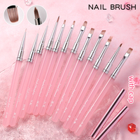 Ensemble de pinceaux à ongles fournitures d'ongles professionnelles pour acrylique Uv Gel dessin pointillage manucure Nail Art Design Toolsmakeup accessoire