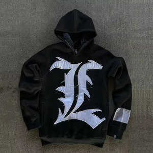 Oem ODM hoodie tracksuits nhà sản xuất biểu tượng tùy chỉnh Heavyweight đau khổ thêu vá Hoodie và Sweatpants Set Tracksuit - Product Image 2