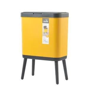 15L Four-foot Pop up Trash Can Plastic Dustbin Bins Garbage Bin for Kitchen Bathroom Office Storage Multi-room Space Home